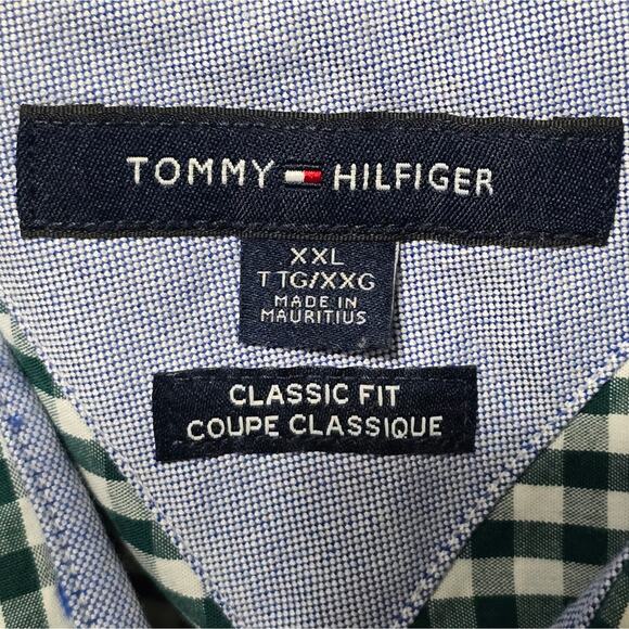 Tommy Hilfiger Green Checkered Plaid Classic Fit Mens Button Down Shirt Size XXL - Picture 8 of 8